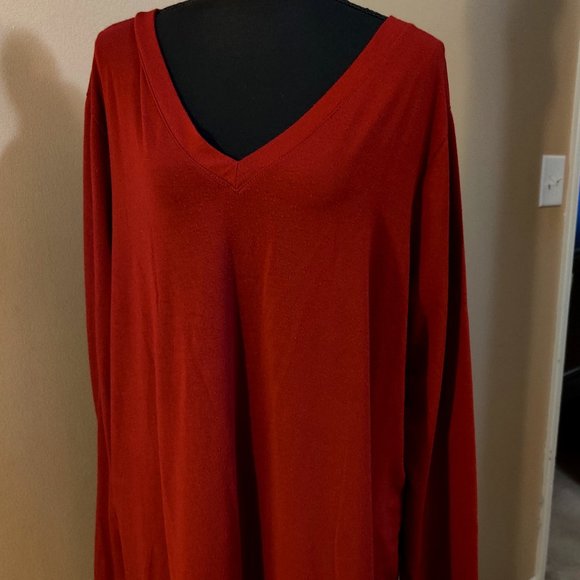 Long Sleeve, Burgundy V-Neck Shirt, Style is long and flowy. Size 3X - Picture 1 of 5
